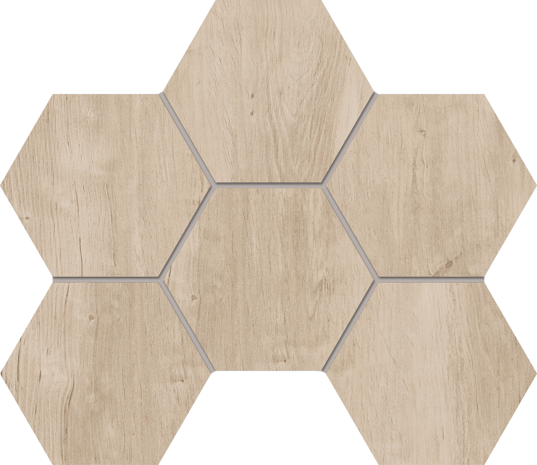 SF02 Мозаика Soft Wood Creamy Hexagon неполированная 25x28.5 Estima