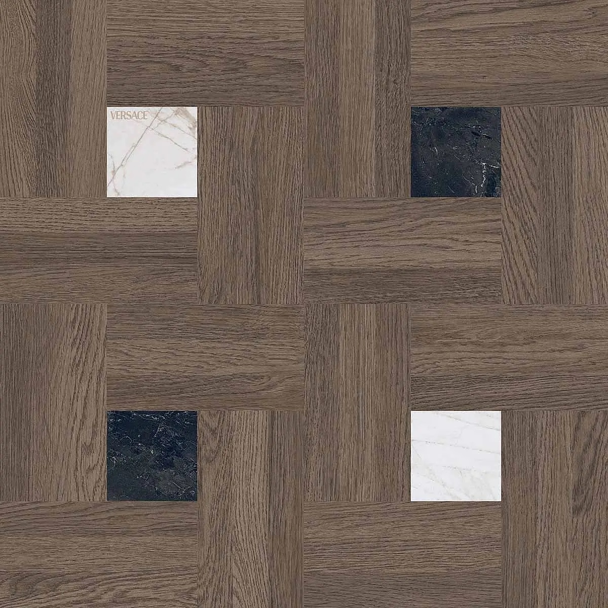 PF60020119 Leatherwood Chesterfield Ebony Nat 3D Rett 8.5mm 60x60 Versace (Gardenia Orchidea)