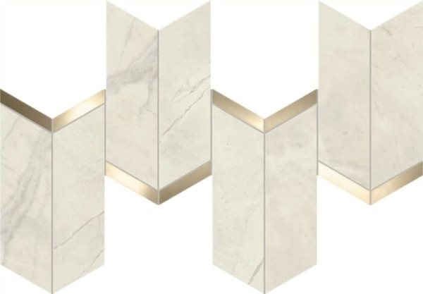 AF8Y Marvel Calacatta Perla Mosaico Chevron Lappato 19,2x46,3 Atlas Concorde