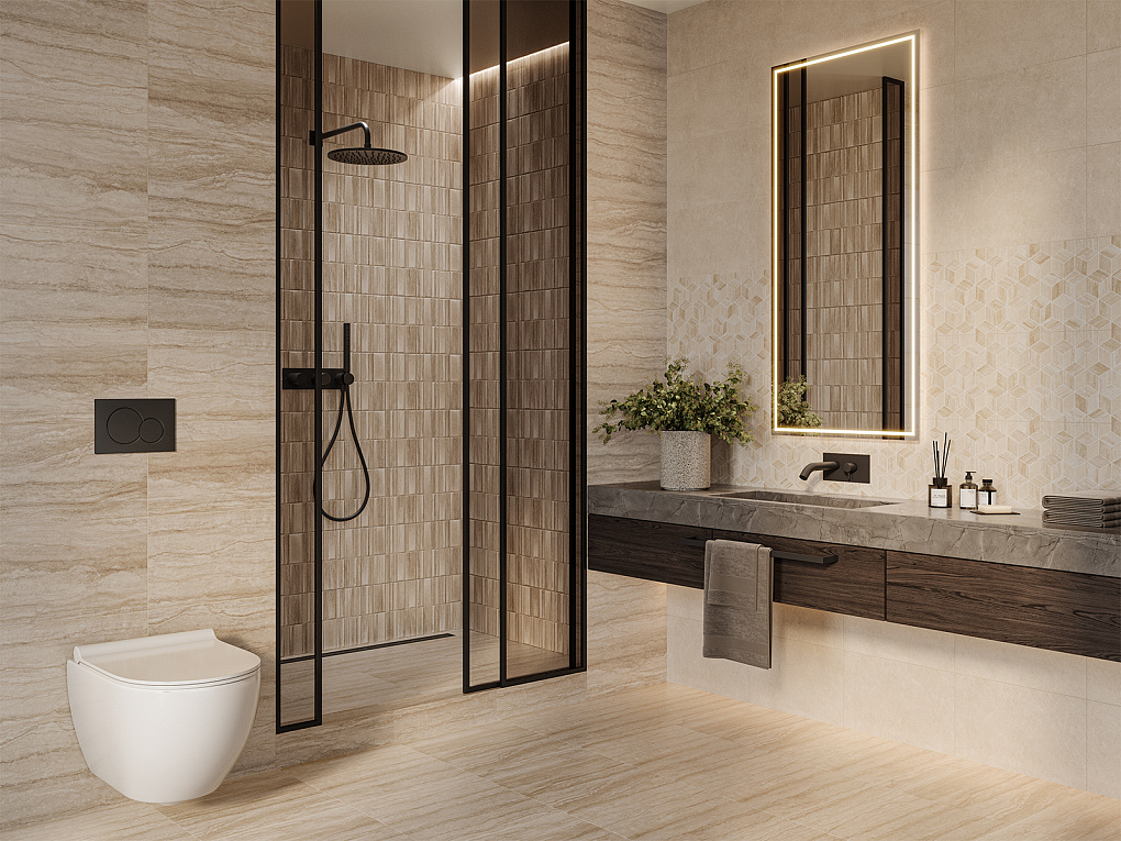 010100001563 Треви бежевый низ 04 25x40 Gracia Ceramica