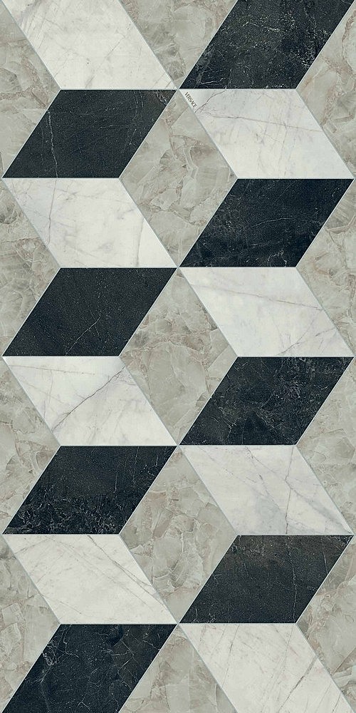 PF60014098 Tarsia Cubical Nero Deco Lux 3D Rett 60x120 Versace (Gardenia Orchidea)