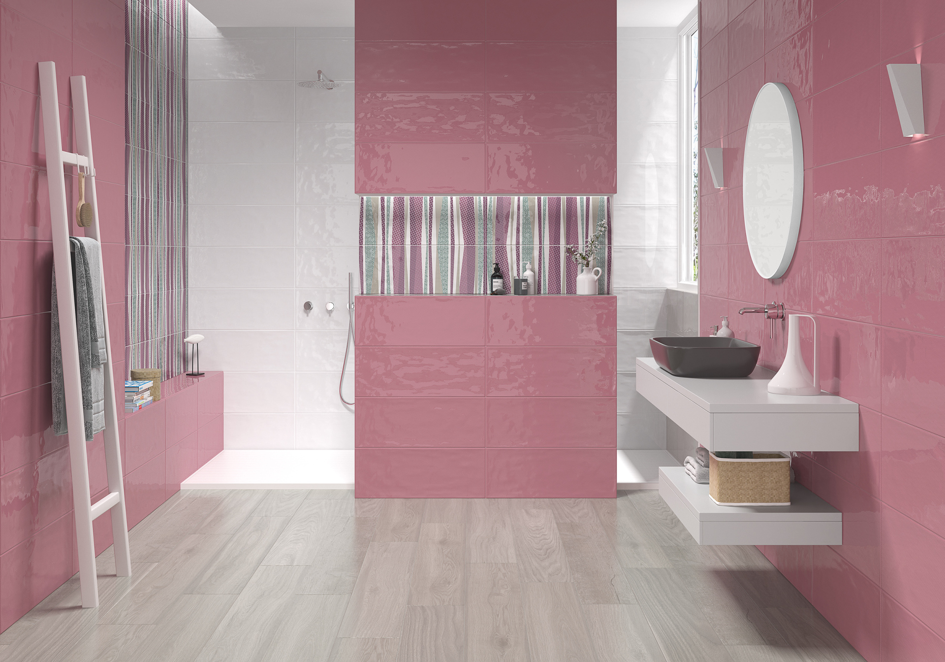 Rev. DECOR DIVERSO ROSA SLIMRECT PRI 25x65 Azulev