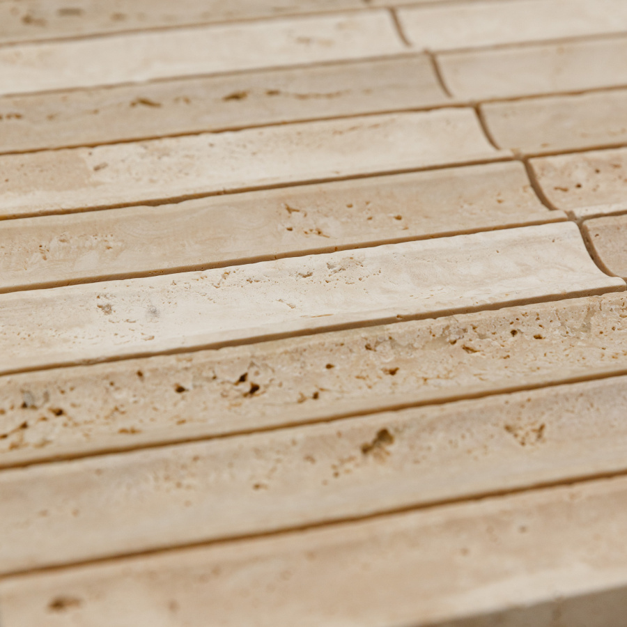 PIX343 Yellow Travertine, Concave матовая 30х151 305х318х12 Pixmosaic