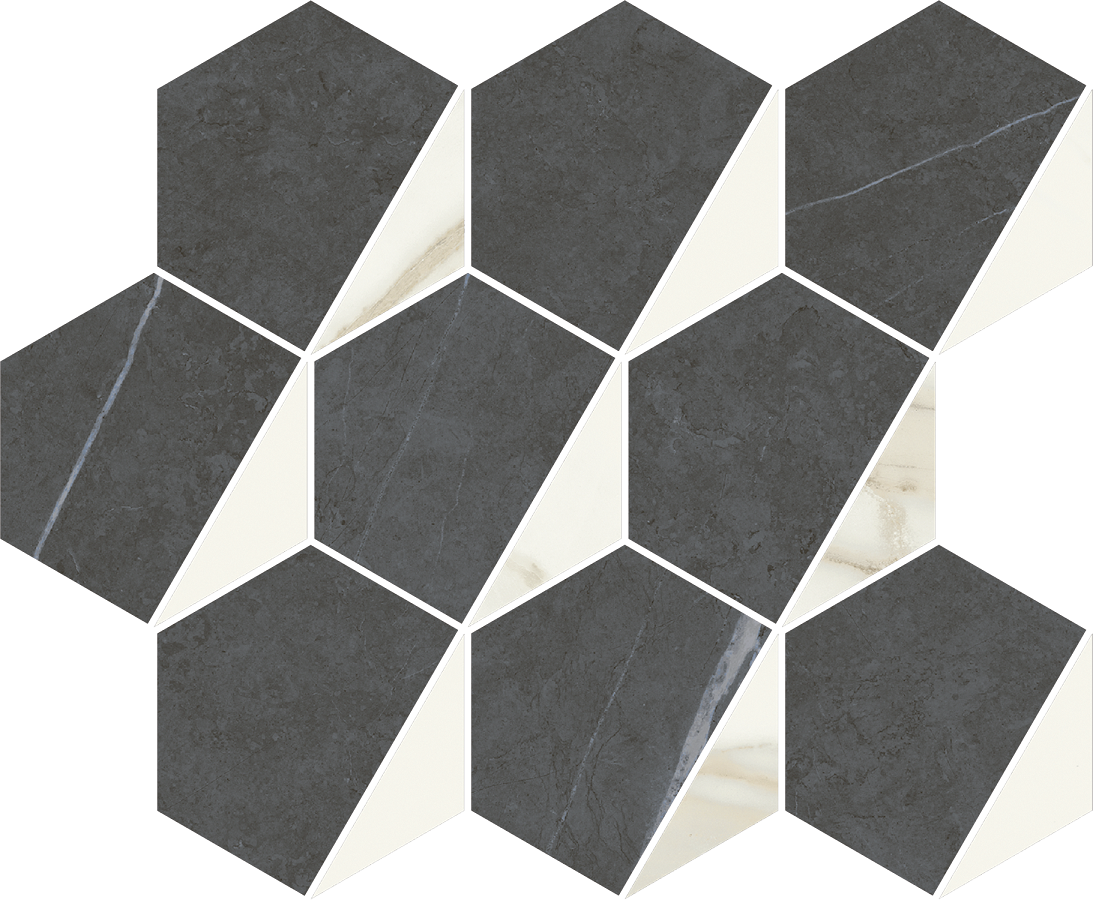 620110000159 Metropolis Mosaico Hexagon Cold Nat 25.4x31 Italon