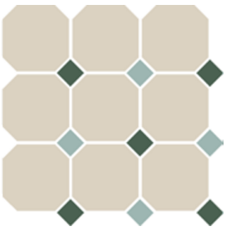4416 OCT18+13-B White OCTAGON 16/Green 18 + Turquoise 13 Dots (лист 30х30 9 штук+вставки) Top Cer