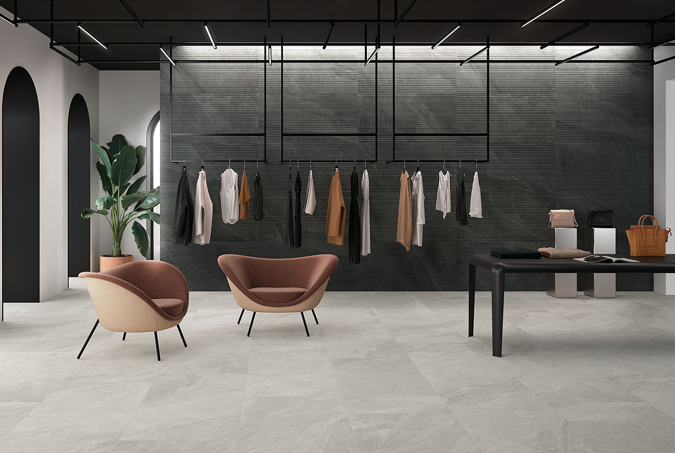 SL05BAR Shale Dark Ribbed Sq 60x120 Italgraniti