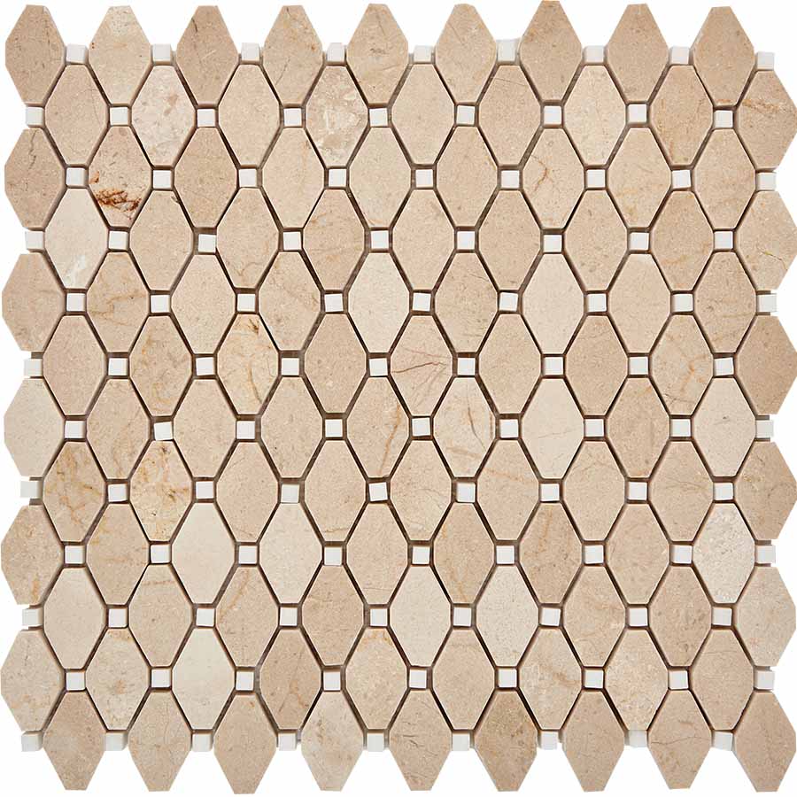 PIX285 Cream marfil, Thassos White из мрамора полированная 39x24 286х295x7 Pixmosaic