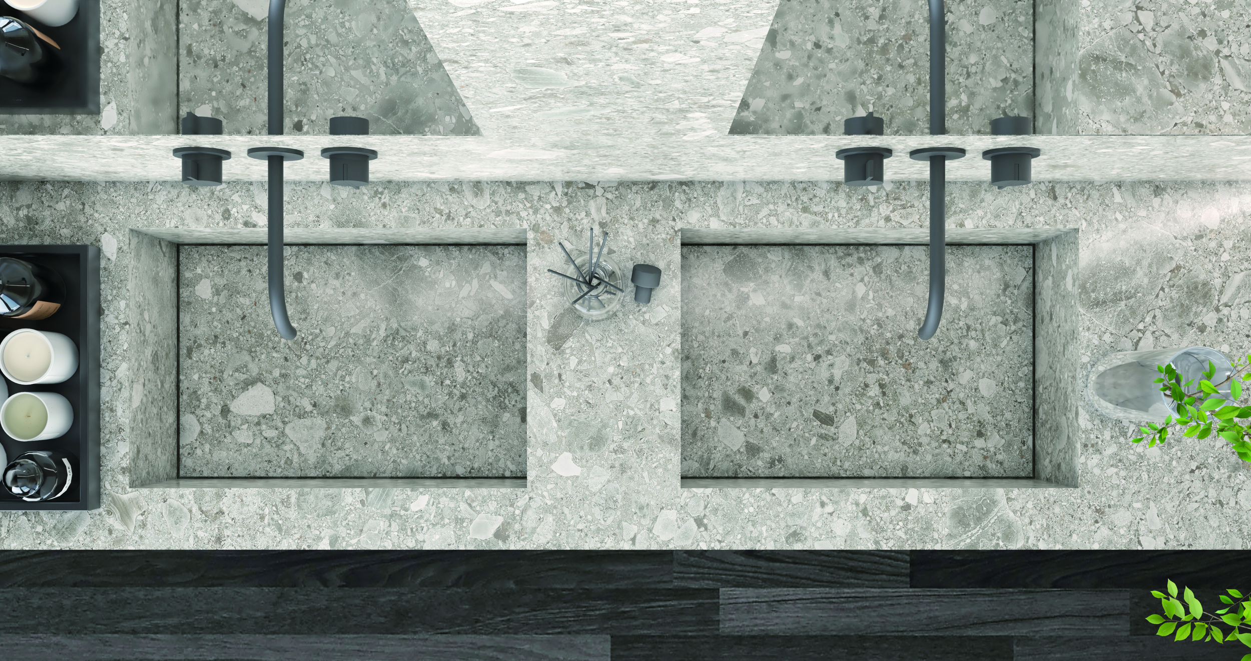 Terrazzo Light Grey Спеченный камень 1200x2700x6 Delfone фото 6