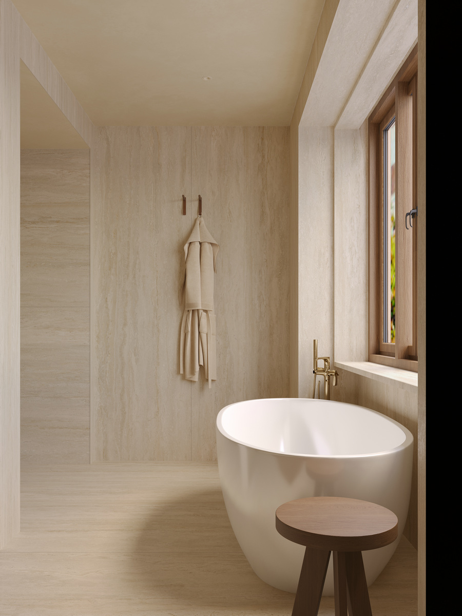 Travertine Beige Спеченный камень 1200x2700x6 Delfone фото 6