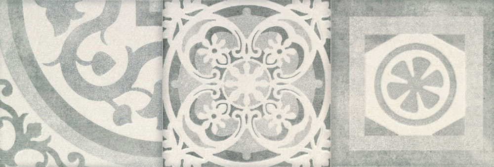 Ros. 9512 COMPOSICION RETRO II GRIS 30x90 Porcelanite Dos