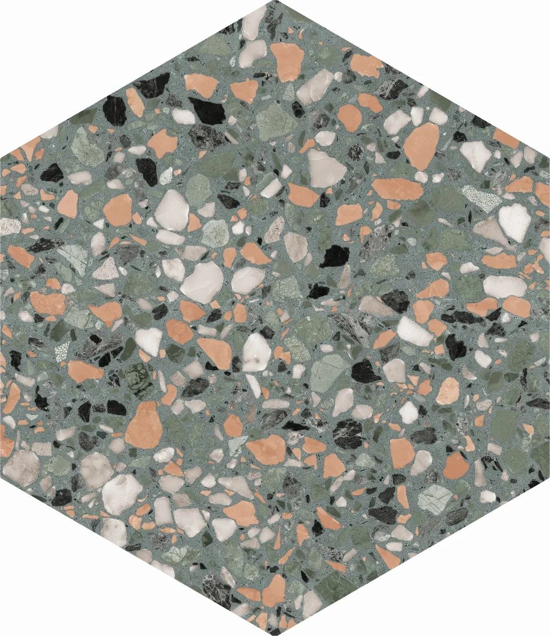 123384 Terrazzo Teal 32x36.8 DNA Tiles