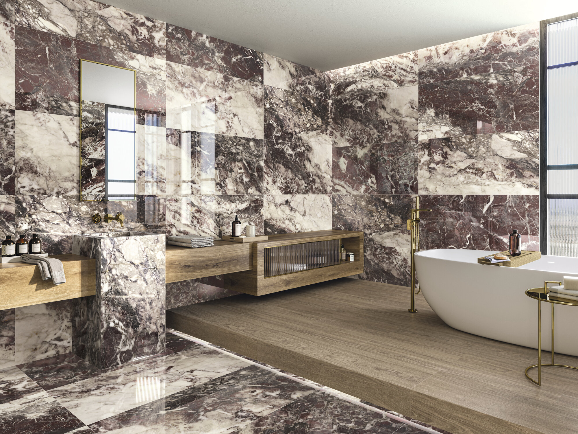 A040954 Breccia Viridi Pol Rect 60x120 Ape Ceramica