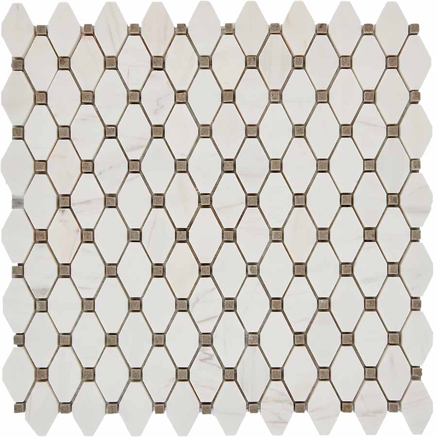 PIX284 Bianco Dolomite, Cinderella Grey из мрамора полированная 39x24 286х295x7 Pixmosaic