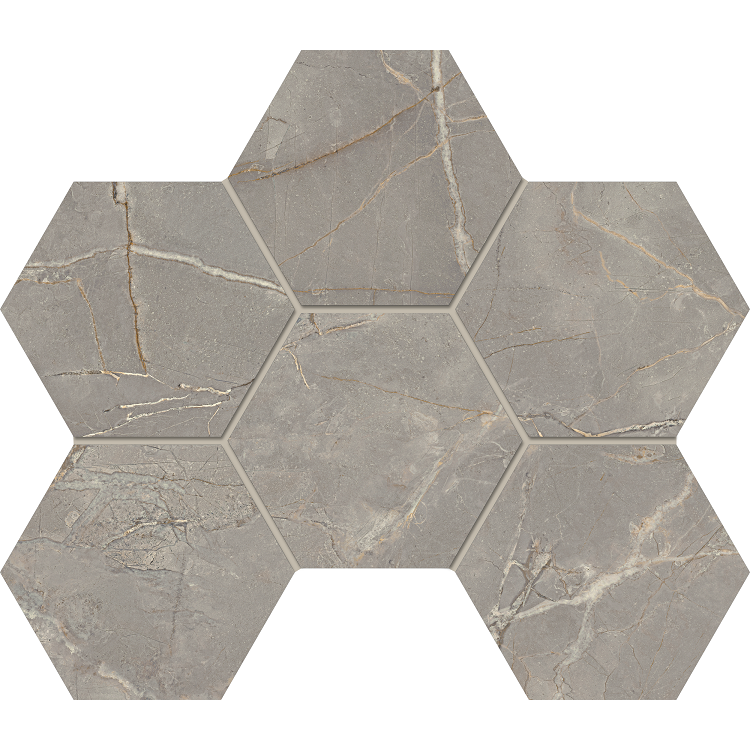 BR03 Bernini Hexagon Grey Мозаика полированная 25x28,5 Estima