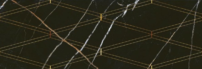 588112001 Black&Gold Rombi Decor 24.2x70 Eletto Ceramica