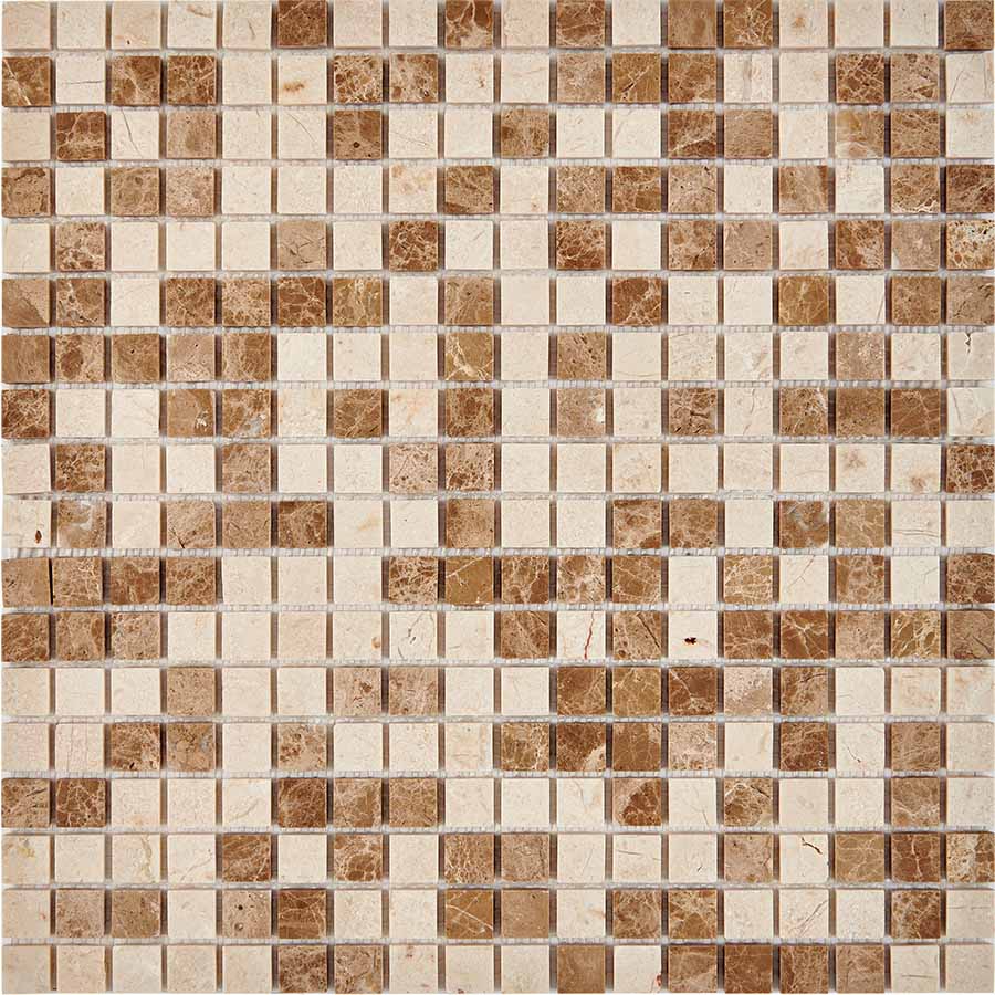 PIX273 Emperador Light, Crema Nova из мрамора полированная 15x15 305х305x4 Pixmosaic