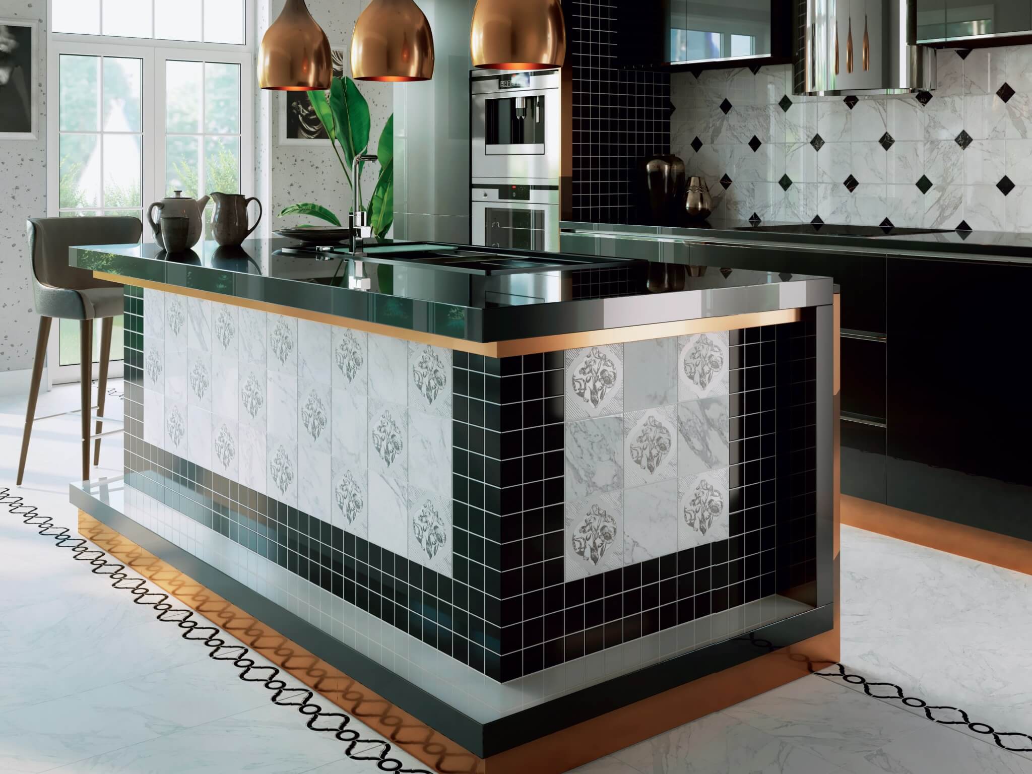 ID93T Декор Фрагонар наборный белый 9,9x9,9x0,9 Kerama Marazzi