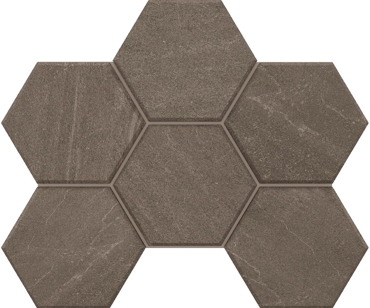 Мозаика GB03 Gabbro Hexagon неполированная 25x28.5 Estima