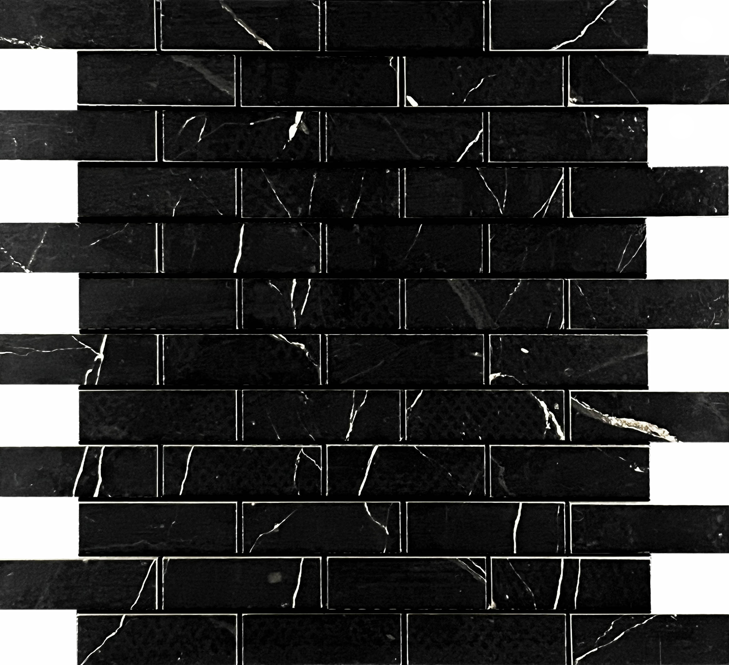 Mosaic Estrada Nero Brick bone 32.1x29.9 Velsaa
