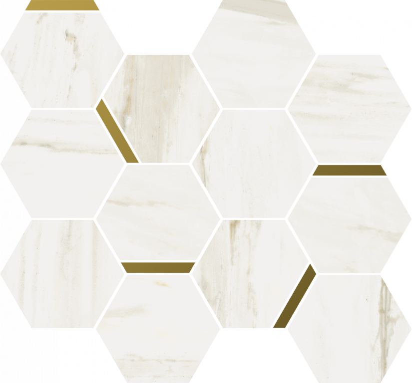 620110000222 Stellaris Carrara Ivory Mosaico Chic Nat 28.3x32.8 Italon