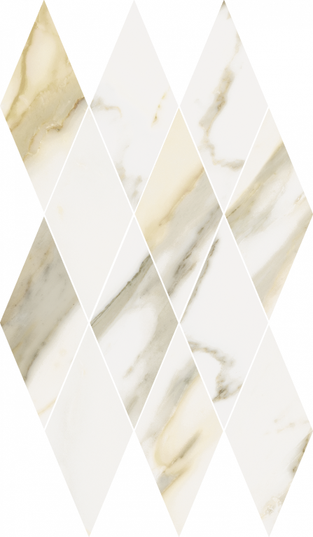 620110000203 Stellaris Calacatta Gold Mosaico Diamond Lux 28x48 Italon