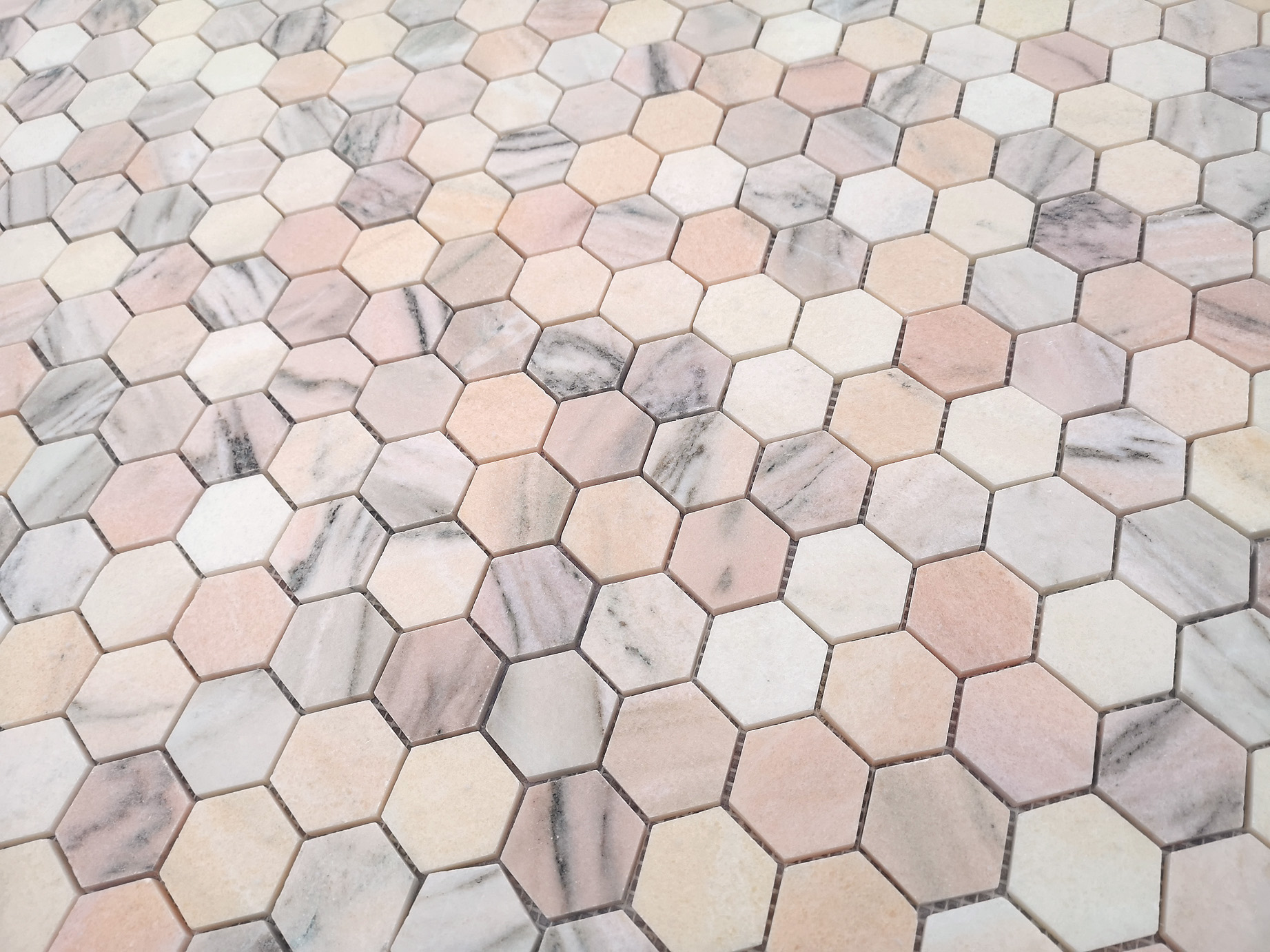 Rosa Salmone POL hex 23x40x7 292x289x7 Caramelle Mosaic