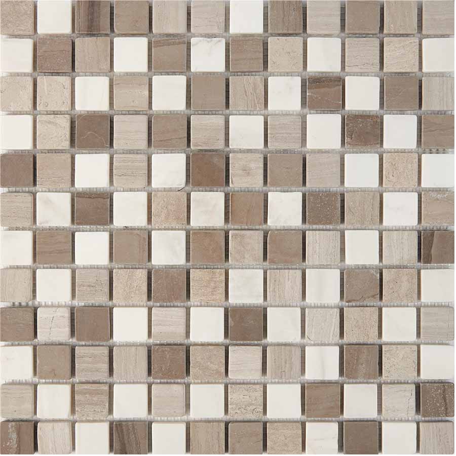 PIX279 White Wooden, Dolomiti Bianco, Athens Grey из мрамора матовая 23x23 305х305x6 Pixmosaic