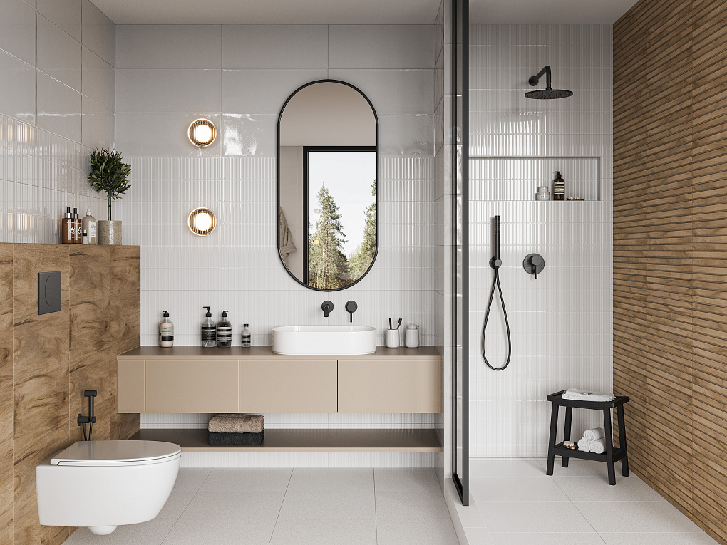 010100001522 Simply white 01 рельеф 25х60 Gracia Ceramica