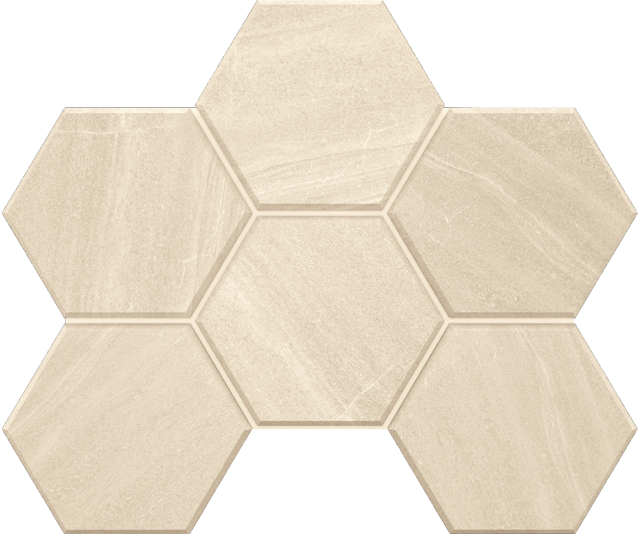 Мозаика GB01 Gabbro Hexagon неполированная 25x28.5 Estima