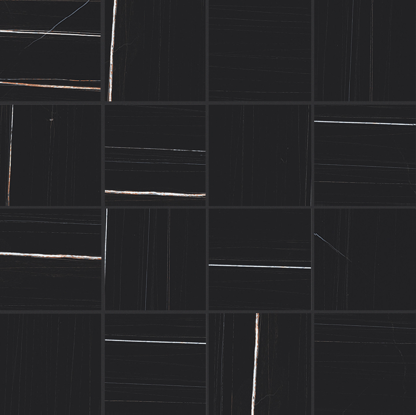 752808 Stones 2.0 Sahara Noir Glossy Mosaico 6mm 7,5x7,5 30x30 Casa Dolce Casa