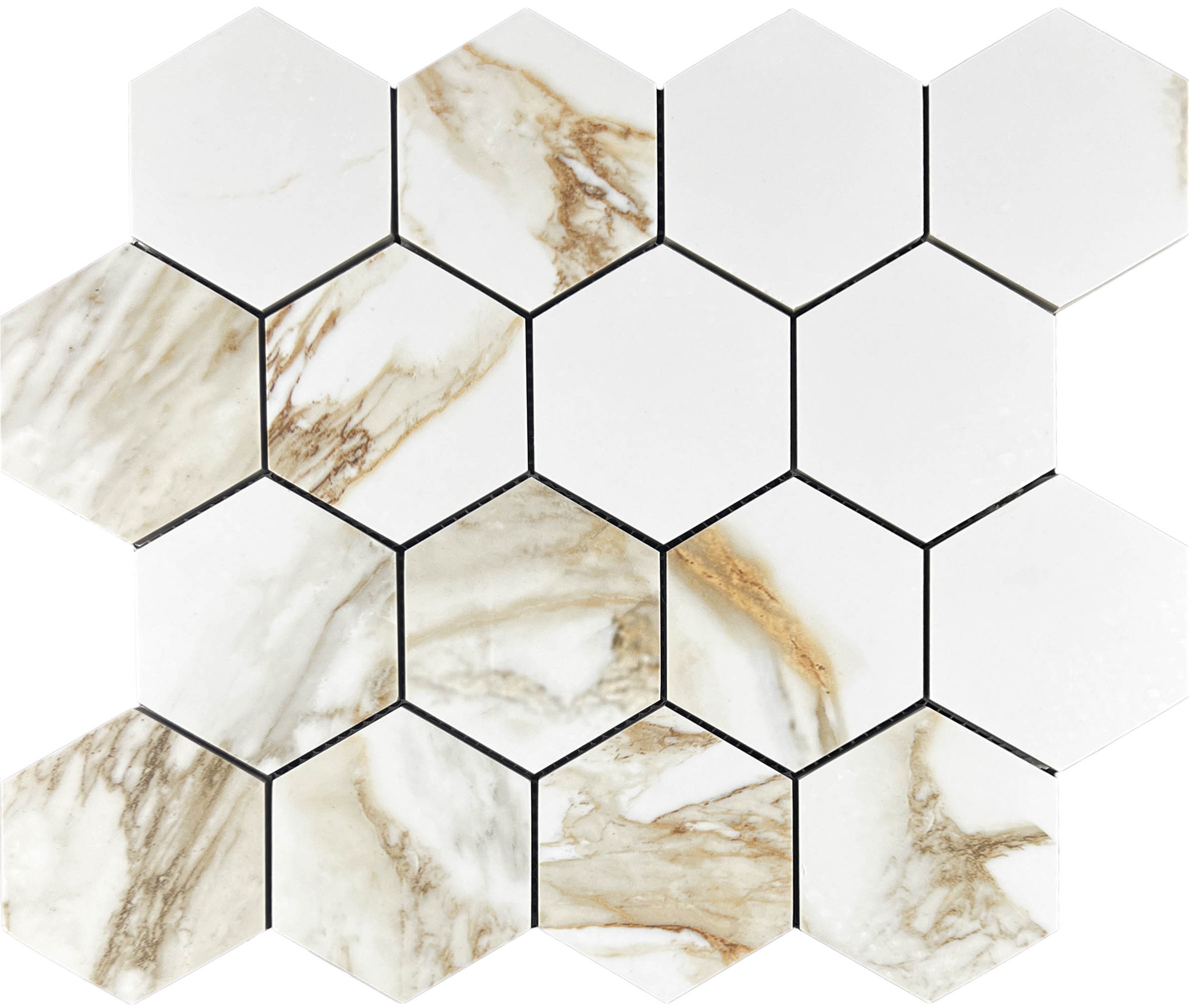 Mosaic Calacata Paonazzo 78 Hexagone 28x33 Velsaa