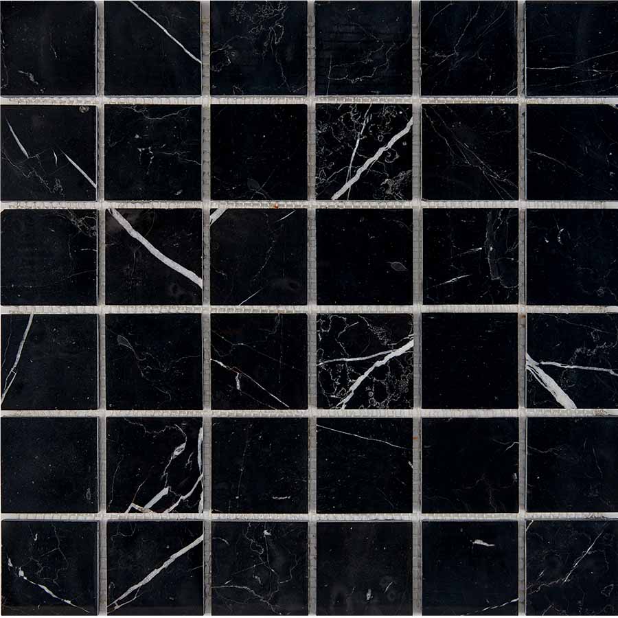 PIX246 Nero Marquna из мрамора полированная 48x48 305х305x6 Pixmosaic