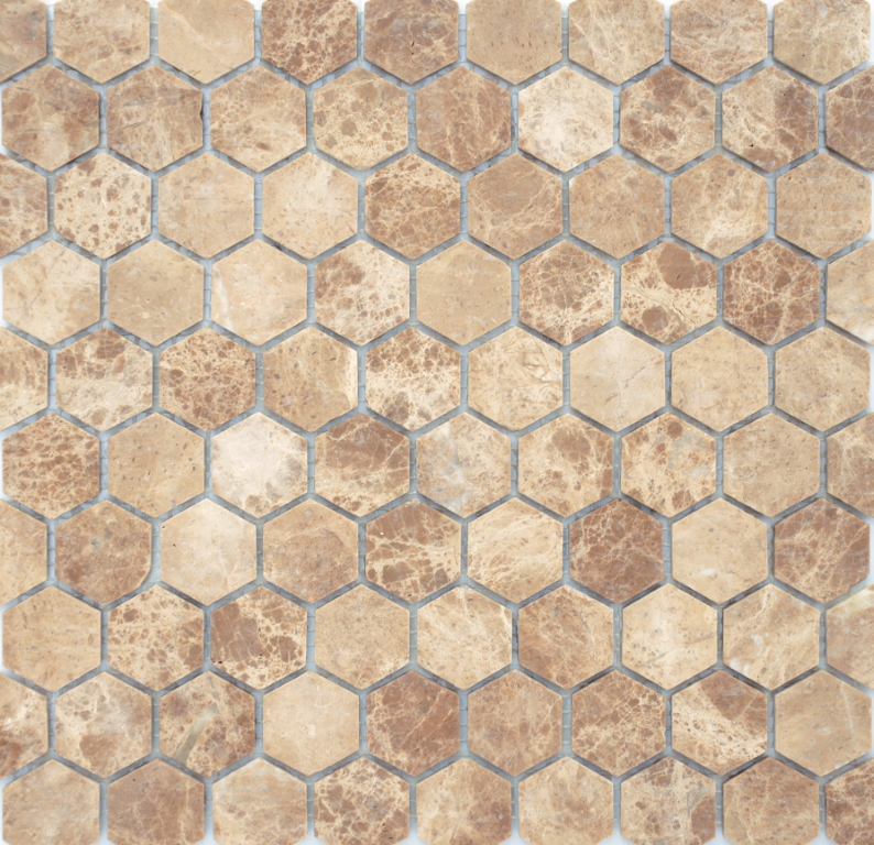 Emperador light MAT hex 18x30x6 285x305x6 Caramelle Mosaic