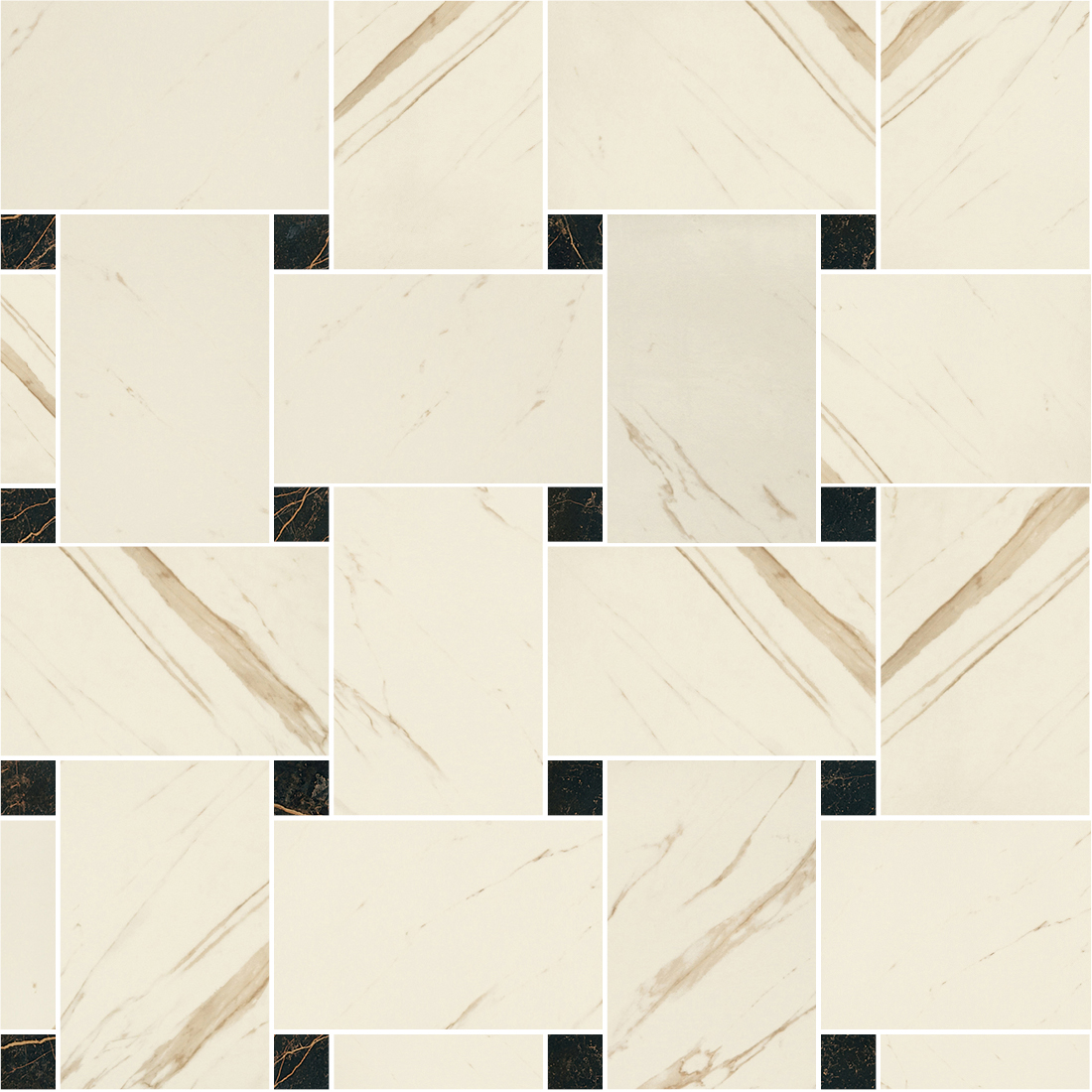 240531 MARBLE MOSAICS INTRECCIO BIAN-NERO 29,1x29,1 Versace (Gardenia Orchidea)