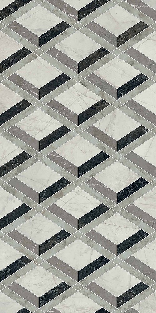 PF60014145 Tarsia Lozenge Nero Deco Lux 3D Rett 60x120 Versace (Gardenia Orchidea)