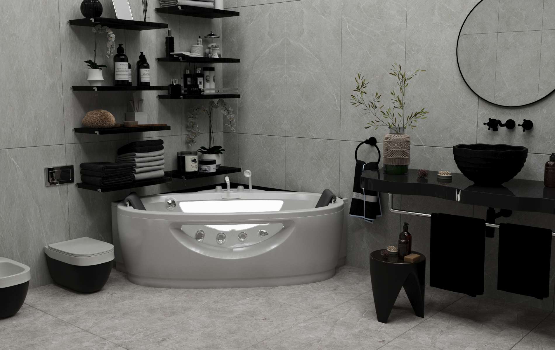 Oracle Dark Grey Carving 60х120 BELLEZA фото 10