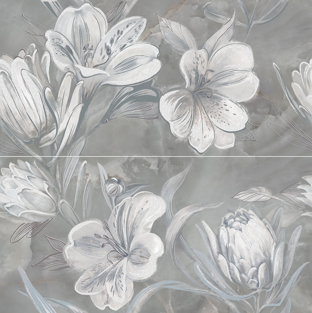 588912003 Панно Opale Grey Flower 63x63 Azori