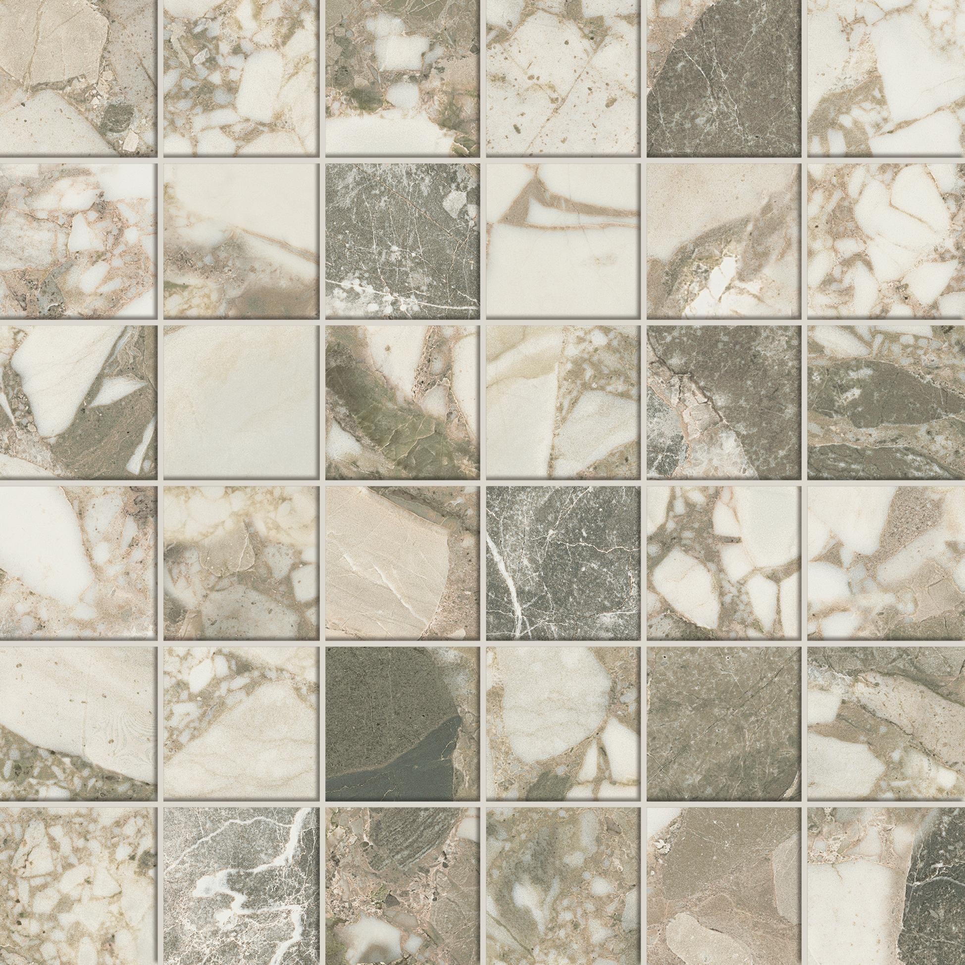 610110001074 Forte dei Marmi Ceppo Apuano Cream Mosaic 30x30 Atlas Concorde Russia