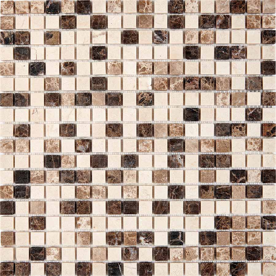 PIX271 Emperador Dark, light, Crema Nova из мрамора матовая 15x15 305х305x4 Pixmosaic