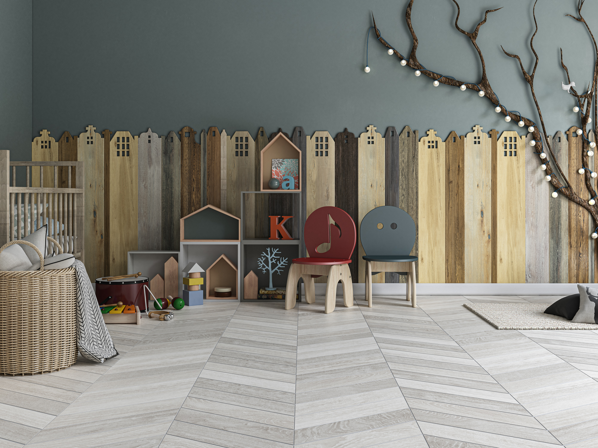 Chevron Ancona Chocolat 8x40 Ecoceramic