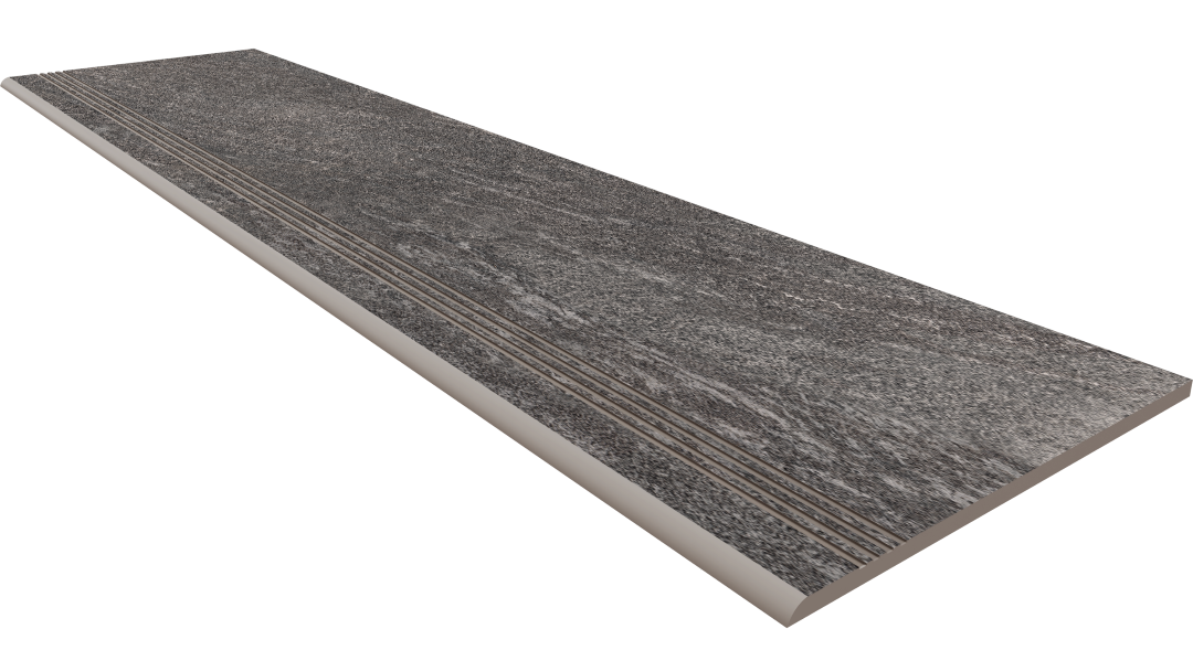 TN02 Ступень Anthracite неполированная с насечками 30x120 Estima