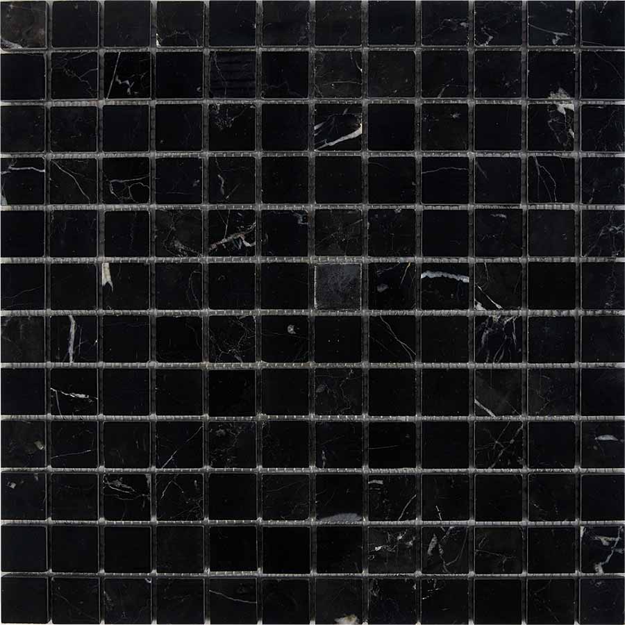 PIX245 Nero Marquna из мрамора полированная 23x23 305х305x6 Pixmosaic