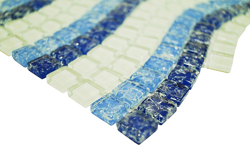 № 2083 микс бирюза-белый-темная бирюза колотая-платина (1.5x1.5) 30x30 Роскошная мозаика фото 7