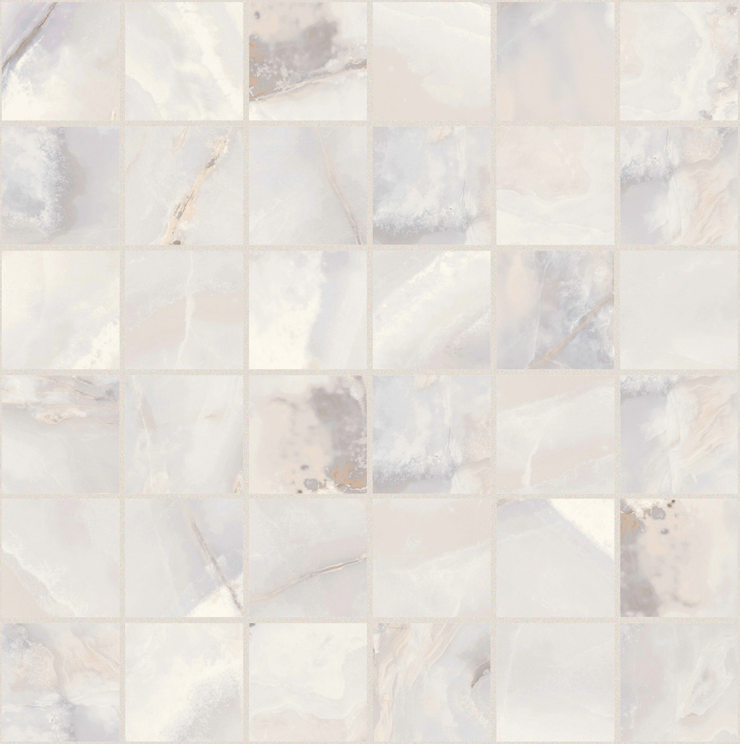 767646 Onyx&More White Onyx Satin Mosaico 5x5 30x30 Casa Dolce Casa