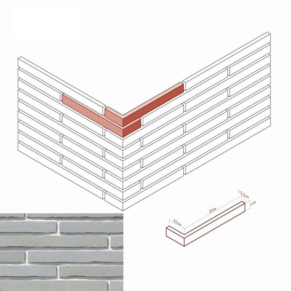 687-85 Дюрен Брик Угол 8,5/33x4x1,7-2 White Hills
