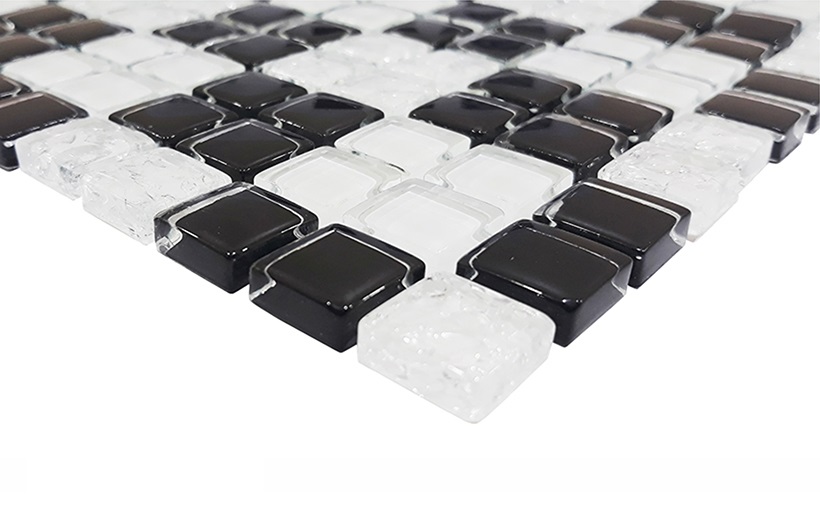 № 2083 микс бирюза-белый-темная бирюза колотая-платина (1.5x1.5) 30x30 Роскошная мозаика фото 9