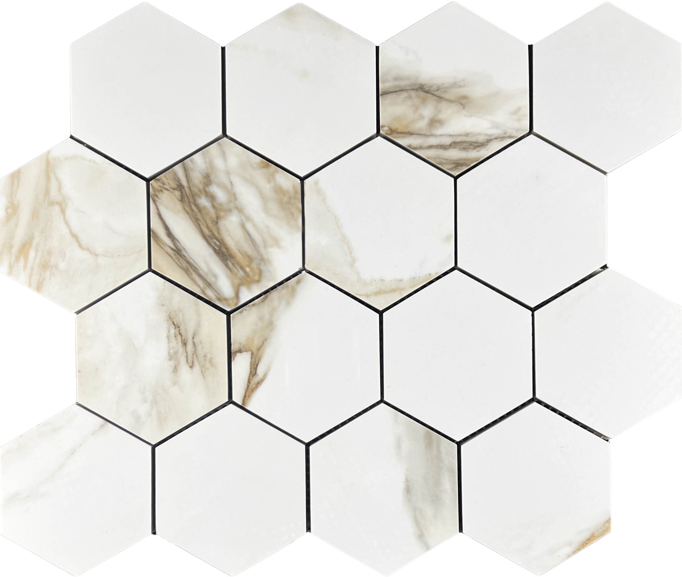 Mosaic Calacata Paonazzo 78 Hexagone 28x33 Velsaa