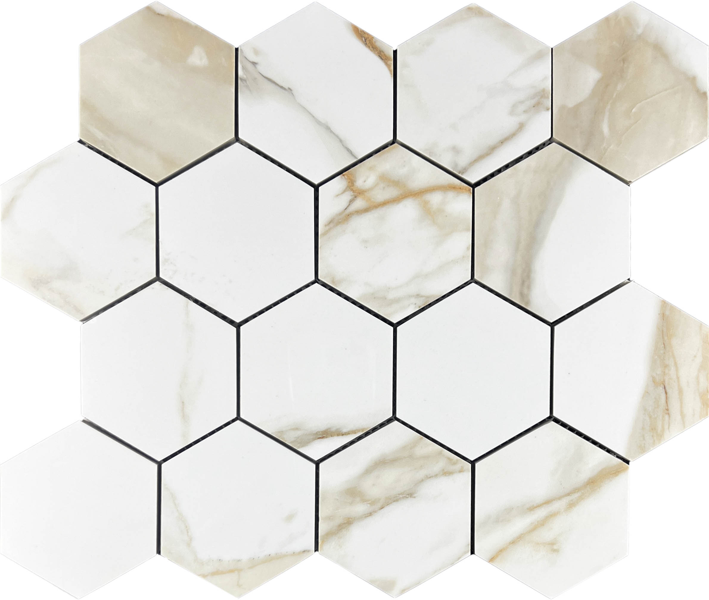 Mosaic Calacata Paonazzo 78 Hexagone 28x33 Velsaa