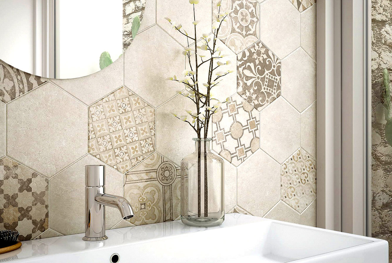 22096 Hexatile Cement Mink 17,5x20 EQUIPE
