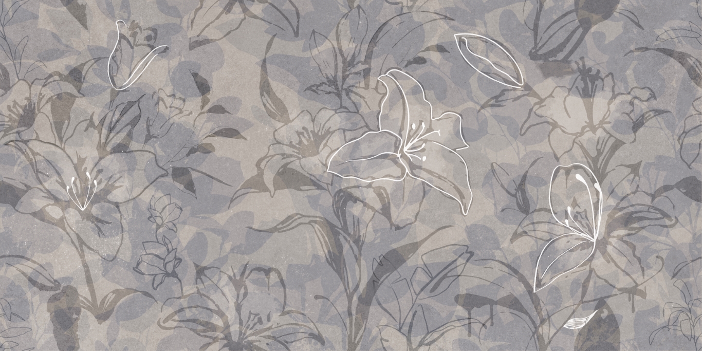 17551 Floresta цветы синий ректификат 60x120 Meissen